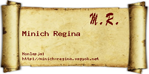 Minich Regina névjegykártya